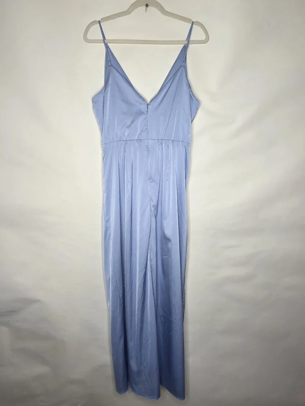Abercrombie & Fitch Draped Twist Front Maxi Dress Size L Satin Blue Event Party